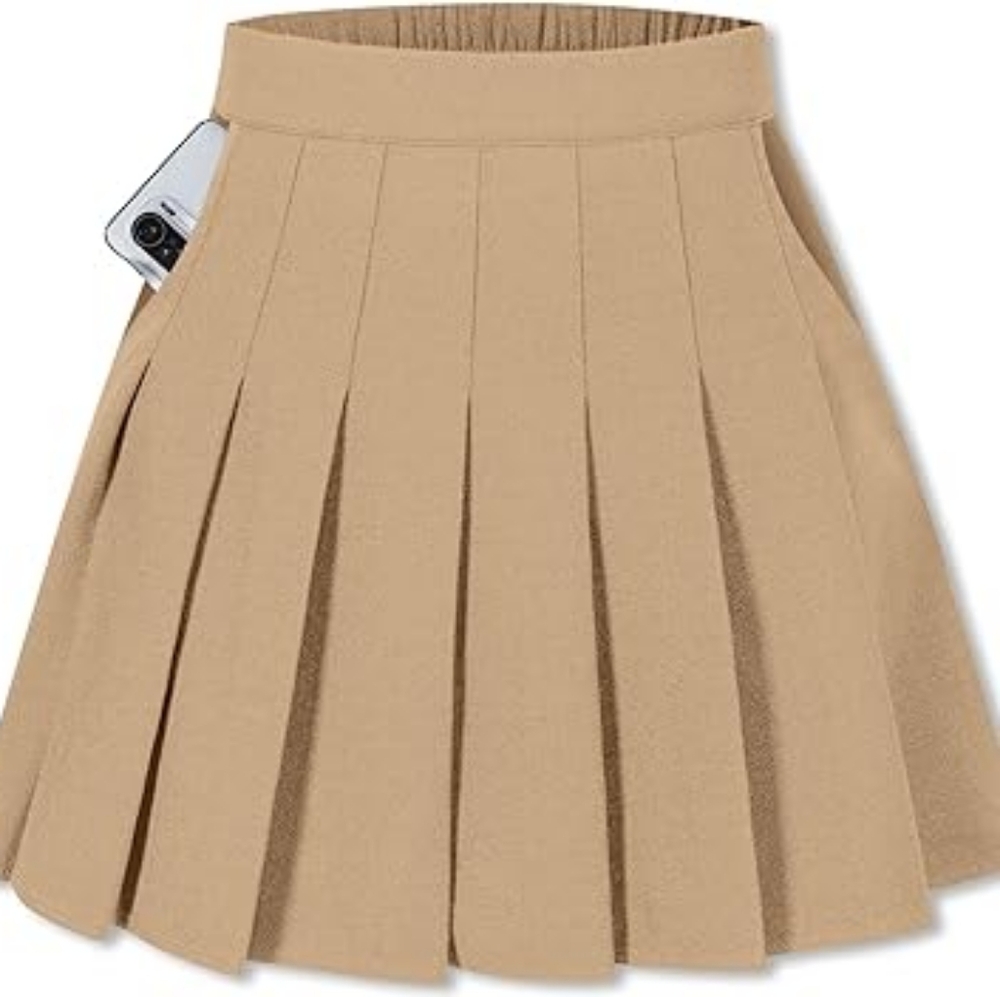 Classic Tan Pleated Skirt